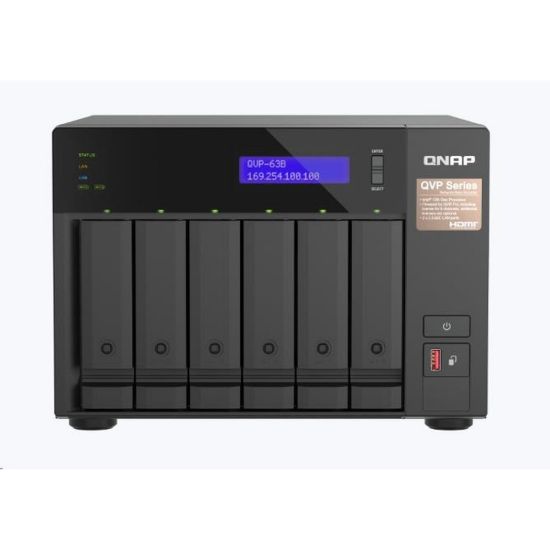 Obrázek QNAP QVP- 63B (4C/ i3/ 16 GBRAM/ 6xSATA/ 2xM.2/ 3xUSB3.2/ 1xHDMI/ 2 x 2, 5GbE/ 2xPCle)