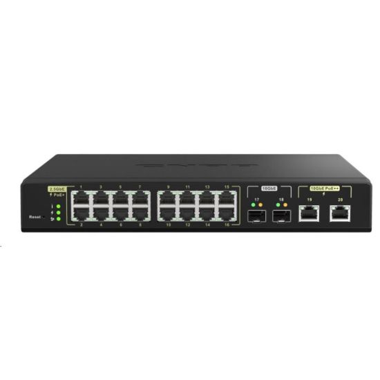 Obrázek QNAP switch QSW- M2116P- 2T2S (16 x 2, 5GbE, 2 x 10SFP+, 2 x 10GbE, 16xPoE+, 2xPoE++, 280 W)