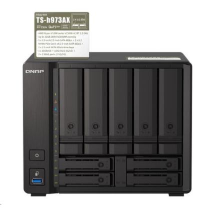 Obrázek QNAP TS- h973AX- 32G (4C/ RyzenV1500B/ 2, 2GHz/ 32 GBRAM/ 9xSATA/ 2 x 2, 5GbE/ 1 x 10GbE/ 4xUSB3.2)