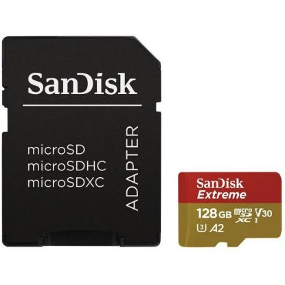 Obrázek SanDisk micro SDXC karta 128 GB Extreme Action Cams and Drones (190 MB/ s Class 10, UHS- I U3 V30) + adaptér