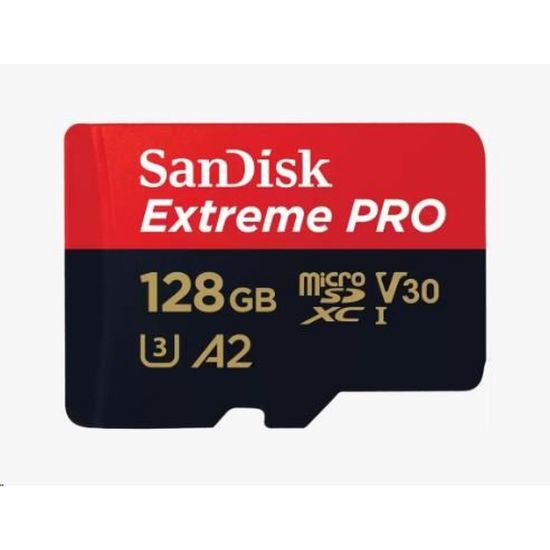 Obrázek SanDisk micro SDXC karta 128 GB Extreme PRO (200 MB/ s Class 10, UHS- I U3 V30) + adaptér