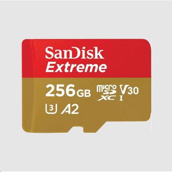Obrázek SanDisk micro SDXC karta 256 GB Extreme (190 MB/ s Class 10, UHS- I U3 V30) + adaptér