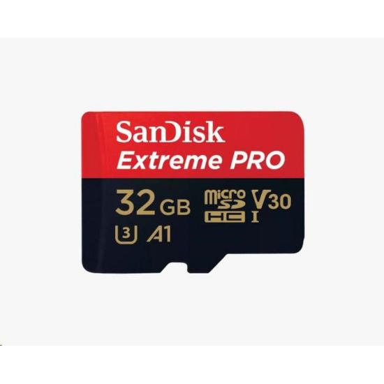 Obrázek SanDisk Micro SDXC karta 32 GB Extreme PRO (100MB/ s, Class 10 UHS- I V30) + adaptér