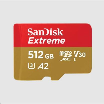 Obrázek SanDisk micro SDXC karta 512 GB Extreme (190 MB/ s Class 10, UHS- I U3 V30) + adaptér