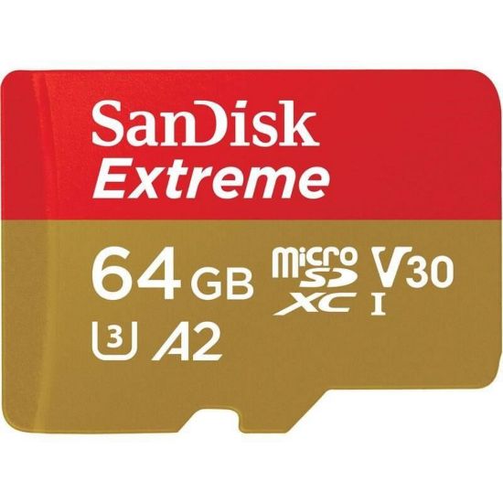 Obrázek SanDisk micro SDXC karta 64 GB Extreme Action Cams and Drones (170 MB/ s Class 10, UHS- I U3 V30) + adaptér