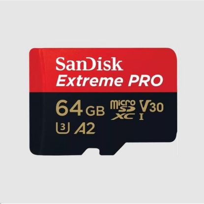 Obrázek SanDisk micro SDXC karta 64 GB Extreme PRO (200 MB/ s Class 10, UHS- I U3 V30) + adaptér