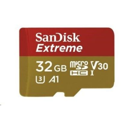 Obrázek SanDisk MicroSDHC karta 32 GB Extreme (100MB/ s, Class 10, UHS- I U3 V30) + adaptér