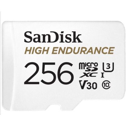 Obrázek SanDisk MicroSDXC karta 256 GB High Endurance (R: 100/ W: 40 MB/ s, Class 10, U3 V30) + adaptér