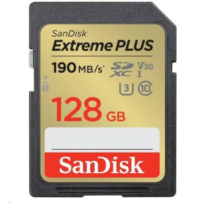 Obrázek SanDisk SDXC karta 128 GB Extreme PLUS (190 MB/ s Class 10, UHS- I U3 V30)