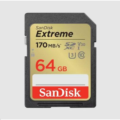 Obrázek SanDisk SDXC karta 64 GB Extreme (170 MB/ s Class 10, UHS- I U3 V30)