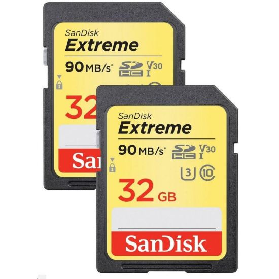Obrázek SanDisk SDHC karta 32 GB Extreme (90MB/ s V30 UHS- I U3) 2- pack