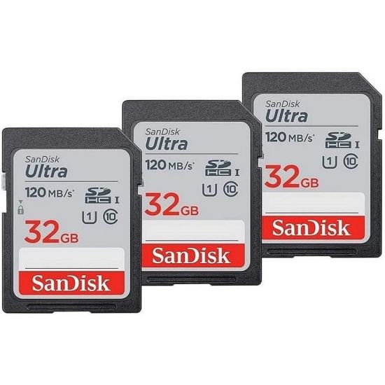 Obrázek SanDisk SDHC karta 32 GB Ultra (R: 120/ W: 120 MB/ s, UHS- I, C10), 3- Pack