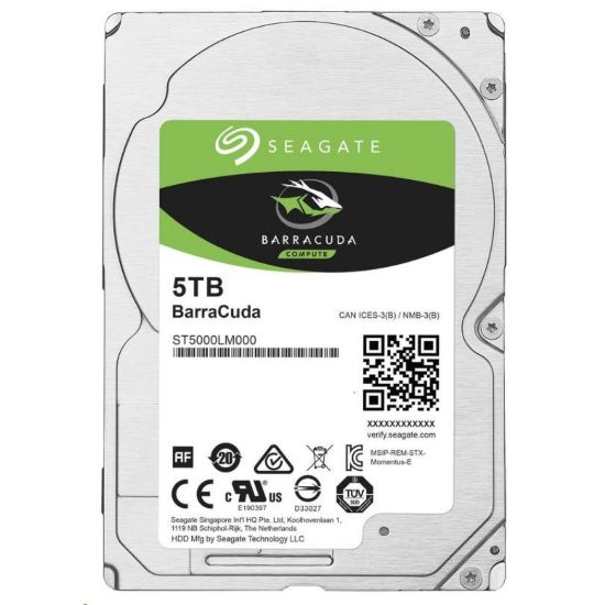 Obrázek SEAGATE HDD 5 TB BARRACUDA, 2.5", SATAIII, 5400RPM, 128MB Cache, 15mm