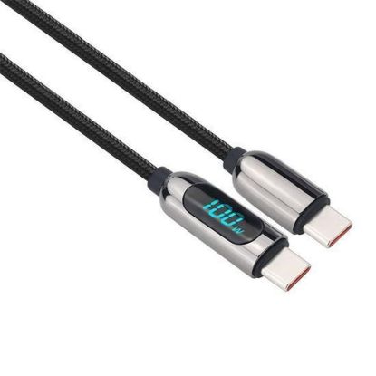 Obrázek Solight USB- C kabel s displejem, USB- C konektor - USB- C konektor, 100 W, 1m
