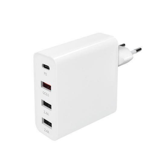 Obrázek Solight adaptér 3+1, 48 W, QC3.0+PD, 3x USB- A, 1x USB- C