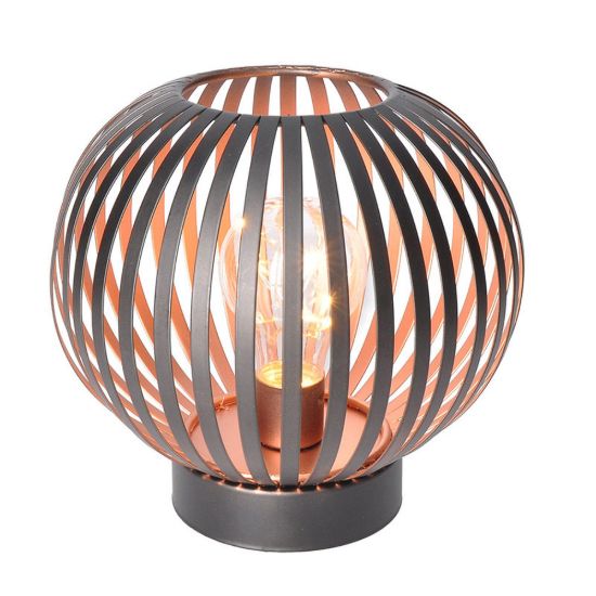 Obrázek Solight kovová kulatá lucerna se žárovkou s micro LED, teplá bílá, měděná, 3xAA, 19cm
