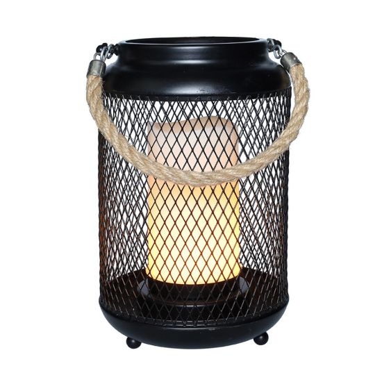 Obrázek Solight kovová lucerna s LED svíčkou, teplá bílá, 3xAA, černá, 20cm