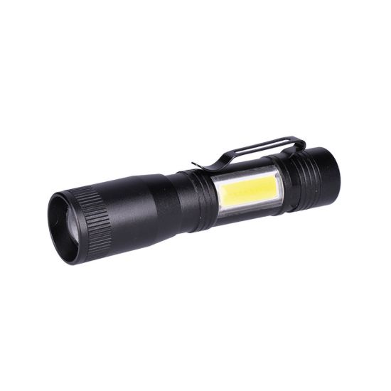 Obrázek Solight LED kovová svítilna, 150 +60lm, 3 W + COB, AA, černá