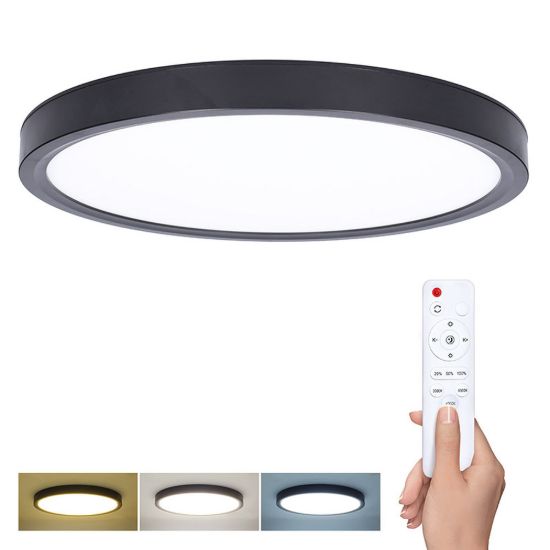 Obrázek Solight LED osvětlení s dálkovým ovladačem Estela Black, 36 W, 2700lm, 30cm, změna chromatičnosti, stmívatelné