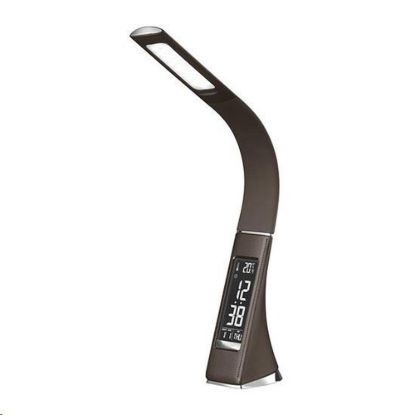 Obrázek Solight LED stolní lampička s displayem, 6 W, 4100K, kůže, hnědá