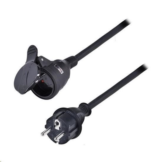 Obrázek Solight prodlužovací přívod - spojka, 1 zásuvka, 5m, 3 x 1, 5mm2, gumová, černá