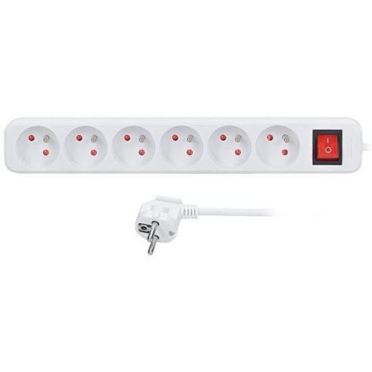 Obrázek Solight prodlužovací přívod 3m, 6 zásuvek, vypínač, 16A/ 3680 W, PVC, bílý