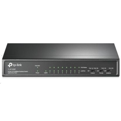 Obrázek TP- Link CCTV switch TL- SF1009P (8 x 100Mb/ s, 1 x 100Mb/ s uplink, 8xPoE+, 65 W, fanless)
