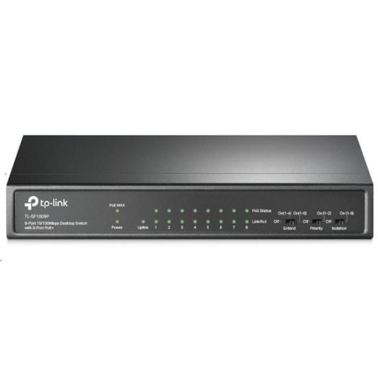 Obrázek TP- Link CCTV switch TL- SF1009P (8 x 100Mb/ s, 1 x 100Mb/ s uplink, 8xPoE+, 65 W, fanless)