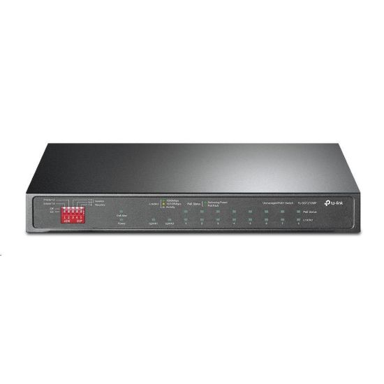 Obrázek TP- Link CCTV switch TL- SG1210MP (8xGbE, 1xGbE uplink, 1xGbE/ SFP combo uplink, 8x PoE+, 123 W, fanless)