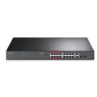 Obrázek TP- Link CCTV switch TL- SL1218MP (16 x 100Mb/ s, 2xGbE/ 2xSFP combo uplink, 16xPoE+, 250 W)