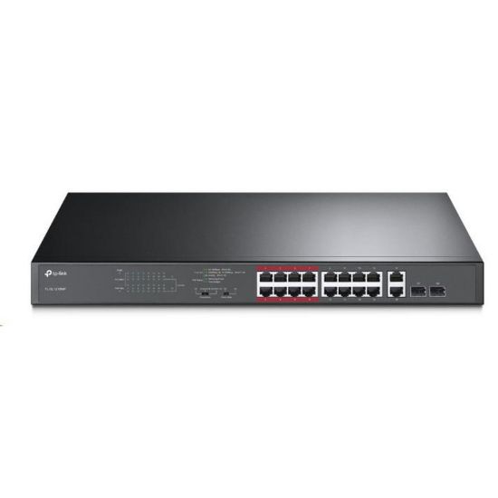 Obrázek TP- Link CCTV switch TL- SL1218MP (16 x 100Mb/ s, 2xGbE/ 2xSFP combo uplink, 16xPoE+, 250 W)