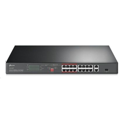 Obrázek TP- Link CCTV switch TL- SL1218P (16 x 100Mb/ s, 1xGbE uplink, 1xGbE/ 1xSFP combo uplink, 16xPoE+, 150 W)