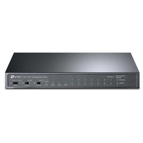 Obrázek TP- Link CCTV switch TL- SL1311MP (8 x 100Mb/ s, 2xGbE uplink, 1xSFP, 8xPoE+, 124 W, fanless)