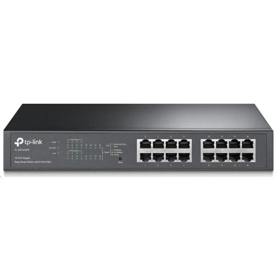 Obrázek TP- Link Easy Smart switch TL- SG1016PE (16xGbE, 8xPoE+, 150 W, fanless)