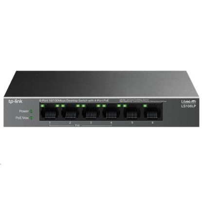 Obrázek TP- Link LiteWave switch LS106LP (6 x 100Mb/ s, 4xPoE, 41 W, fanless)