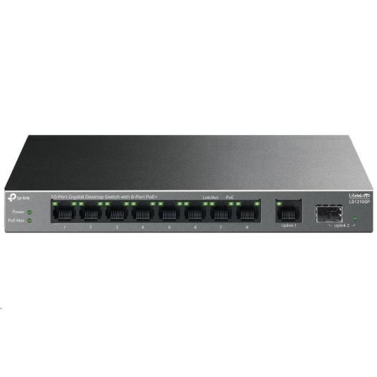 Obrázek TP- Link LiteWave switch LS1210GP (9xGbE, 1xSFP, 8xPoE+, 61 W, fanless)