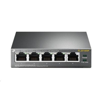 Obrázek TP- Link switch TL- SF1005P (5 x 100Mb/ s, 4xPoE+, 67 W, fanless)