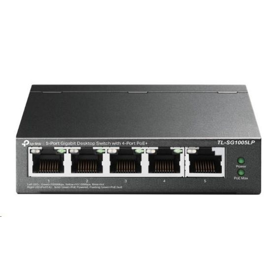 Obrázek TP- Link switch TL- SG1005LP (5xGbE, 4xPoE+, 40 W, fanless)