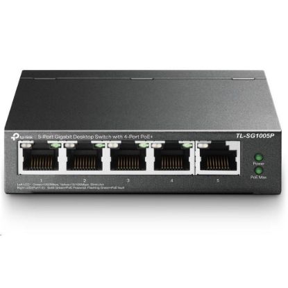 Obrázek TP- Link switch TL- SG1005P (5xGbE, 4xPoE+, 65 W, fanless)