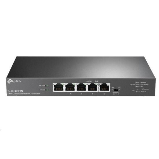 Obrázek TP- Link switch TL- SG105PP- M2 (5 x 2, 5GbE, 4xPoE++, 123 W, fanless)