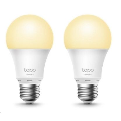 Obrázek TP- Link Tapo L510E (2- pack) chytrá WiFi stmívatelná LED žárovka (bílá, 2700K, 806lm, 2, 4GHz, E27)
