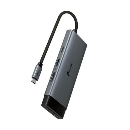 Obrázek TP- Link UH7021C USB- C hub 7v1 (3x USB3.2Gen1, 1xUSB- C3.2Gen1, 1xHDMI, 1xSD, 1xmicroSD, PD 100 W)