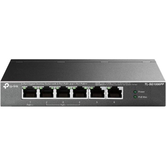 Obrázek TP- Link CCTV switch TL- SG1006PP (6xGbE, 3xPoE+, 1xPoE++, 64 W, fanless)
