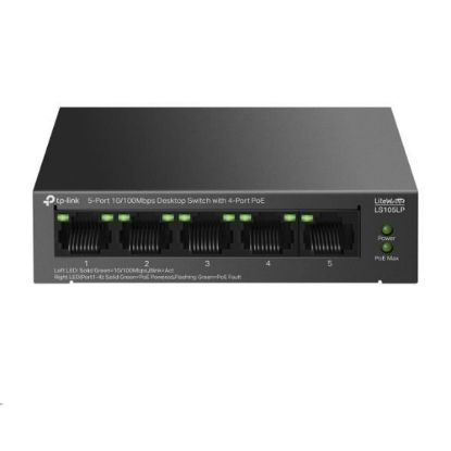 Obrázek TP- Link LiteWave switch LS105LP (5 x 100Mb/ s, 4xPoE, 41 W, fanless)