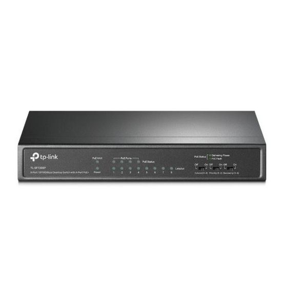 Obrázek TP- Link switch TL- SF1008P (8 x 100Mb/ s, 4xPoE+, 66 W, fanless)