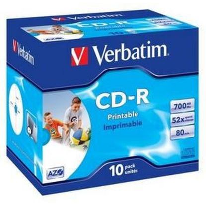 Obrázek VERBATIM CD- R(10- Pack)Jewel/ Printable/ DLP/ 52x/ 700MB