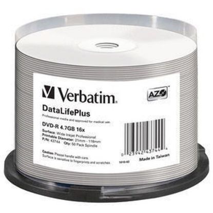 Obrázek VERBATIM DVD- R(50- Pack)Spindle/ Printable/ 16x/ 4.7 GB/ WIDE PRINTABLE SURFACE NON- ID