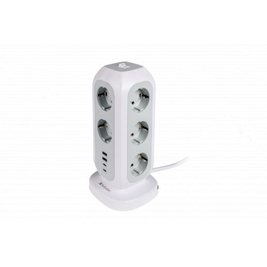 Obrázek VERBATIM EU Power Tower EUPT- 01 Nabíjecí stanice , 11x 230V, 2x USB- C, 2x USB- A