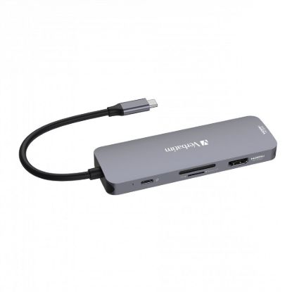 Obrázek VERBATIM Hub USB- C Pro Multiport 8 Port, 3x USB 3.2, 1x USB- C, 2xHDMI, microSD/ SD, šedá