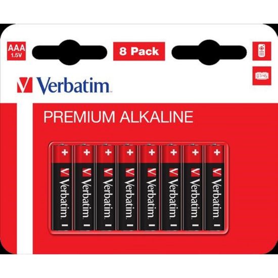 Obrázek VERBATIM Alkalické baterie AAA, 8 PACK , LR03